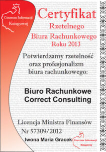 certyfikat rzetelnego biura rachunkowego roku 2023 dla brcc 211x300 1
